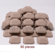 CLA-AC0405 High quality, long lasting ceramic briquettes. 90 flat top pyramid-shaped briquettes per box. Placed 1/2 apart, 90 briquettes will cover about 562 square inches. This is an area roughly 17 x 33. For larger grills.<ul><li>Top quality product<li>Each briquette measure 2 x 2<li>Self cleaning<li>Great heat distibution, retains heat longer<li>Can be used on all grills that use briquettes or lava rock<li>Use a single layer (multiple layers can reduce temperatures)</ul><p><b>NOTE: </b>These high quality ceramic briquetes are available in 59 count, 70 count, and 90 count qantities.<ul><li>59 briquetes covers an area apprimately 15 x 24<li>70 briquetes covers an area apprimately 17 x 26<li>90 briquetes covers an area apprimately 17 x 33</ul></p>