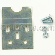 MB-2B Rotisserie bushing bracket.<ul><li>For use on grills NOT having a bushing notch in casting<li>Includes nuts and bolts</ul><br><br><b>Note:</b> The pre-drilled holes in this mounting brackets are designed to accommodate as many existing hole patterns as possible. Still, it is possible that you may have to drill new holes.